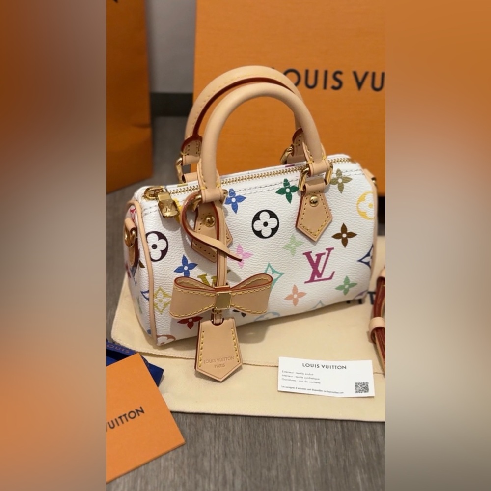 Louis Vuitton x Murakami Nano Speedy White Multicolor Monogram - Picture 3 of 10